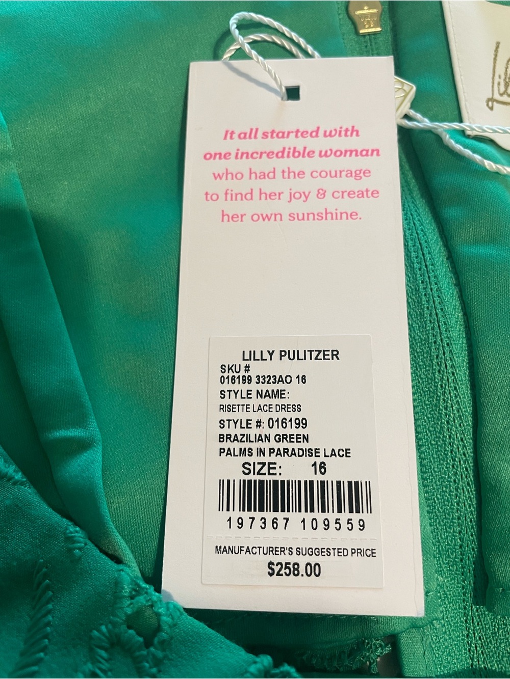 Lilly Pulitzer Kelly Green Dress NWT 16 Lace Cut Out - Picture 8 of 8